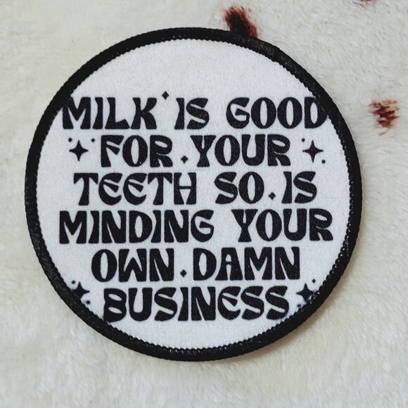 Mind Your Business Funny DYI Fabric Hat Patch Glue Iron On Sew Custom Hat Patch - Picture 1 of 4